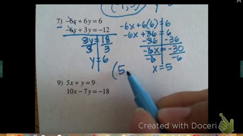 Alg Solving Systems Of Equations By Elimination YouTube