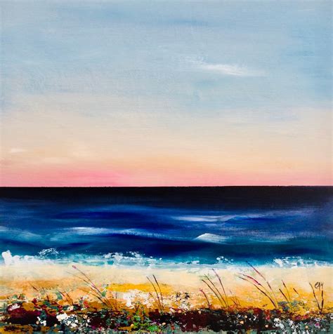 Original Acrylic Seascape Painting, Sunset - Etsy