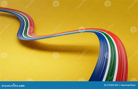 D Flag Of South Africa D Wavy Shiny Ribbon Flag Isolated On Yellow