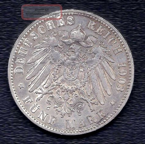 Germany Prussia 5 Mark 1903 Silver Wilhelm Ii Km 523