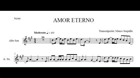 Amor Eterno Partitura Y Pista Para Saxo Alto Leer La DescripciÓn