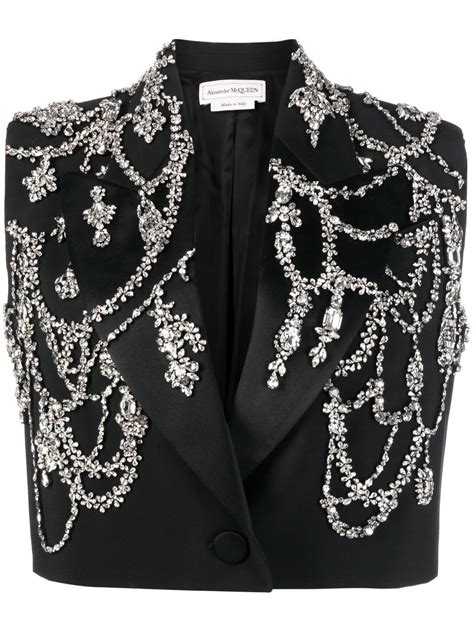 Alexander Mcqueen Crystal Embellished Sleeveless Jacket Farfetch