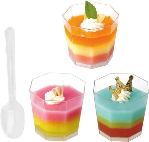 100 Pack 54 Oz Clear Plastic Dessert Cups With 100 Spoons Disposable