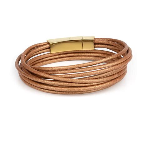 Slim Rose Gold Leather Bracelet Inmind Handcrafted Jewellery