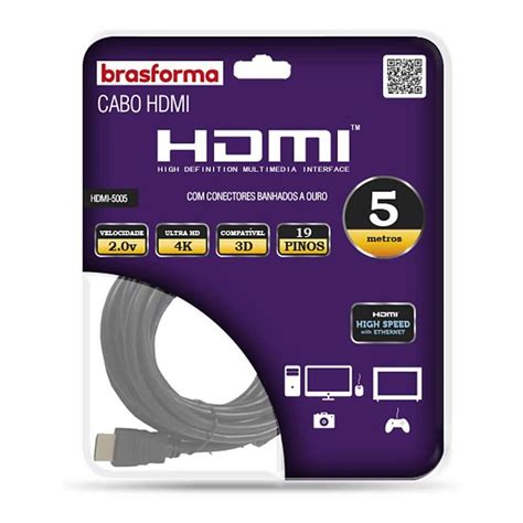 Cabo Hdmi Metros K Brasforma Crystal Inform Tica