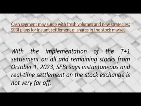 Unveiling Sebi S Instant T Trade Settlement New Rules Youtube