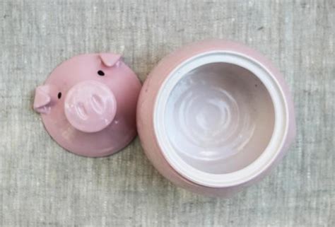 Pink Pig Cookie Jar Storage Bowl With Lid Ceramic Pigs Etsy Ceramic