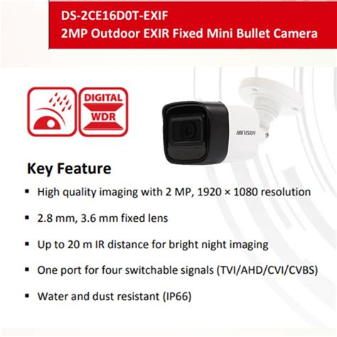 HIKVISION 2MP 1080P Full HD Outdoor IR Bullet TVI Camera HIK DS