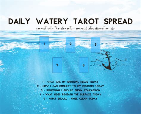 Daily Watery Tarot Spread Emerald Lotus