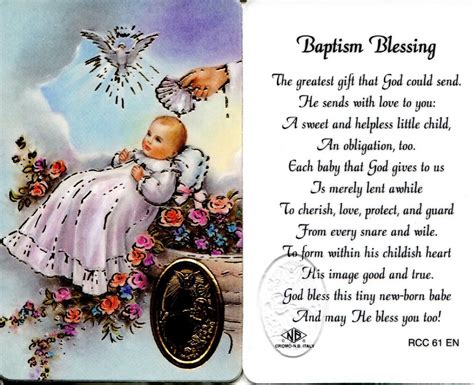 Baptism Blessing T Of God Prayer Card New Catholic Laminated From