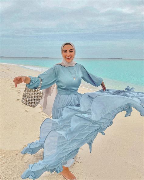 Maldives Blue Outfit Dress Hijab Fashion Holiday Outfits Women Beach