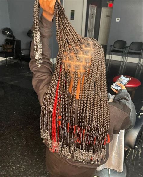 Peek A Boo Knotless Knotless With Red Hair Short Box Braids Hairstyles Braided Hairstyles For