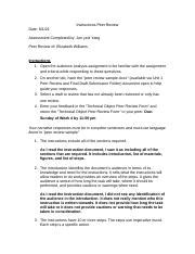 Instructions Assignment Peer Review Form Elizabeth Williams Docx