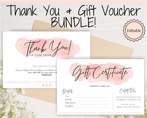 T Certificate Template And Thank You For Your Order Business Etsy