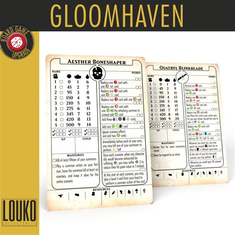 Acheter Fiches de personnages réinscriptibles pour Gloomhaven Les