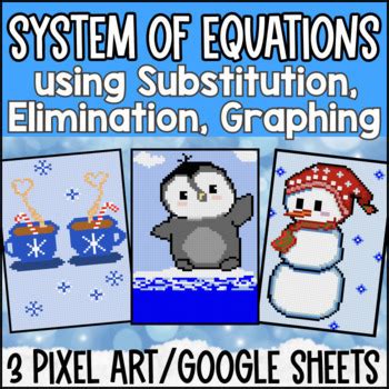 Christmas Solving Systems Of Equations Pixel Art Elimination