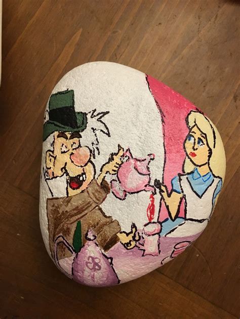 Alice In Wonderland Tea Party Mad Hatter Painted Rock Painted