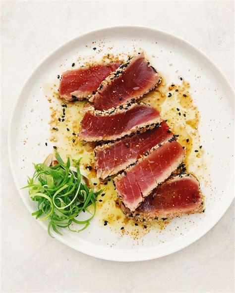 Sesame Crusted Tuna Tataki Dressed With Soy Sauce Rice Vinegar