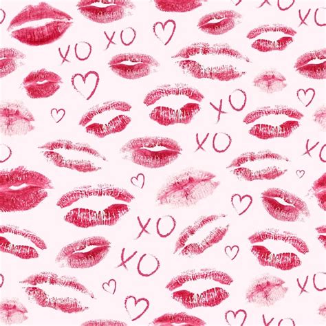 Premium Vector Kisses And Hearts Romantic Print Seamless Pattern