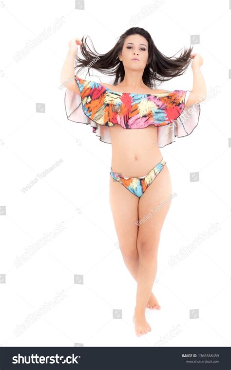 Beautiful Girl Bikini Over White Background Stock Photo 1366568459 Shutterstock