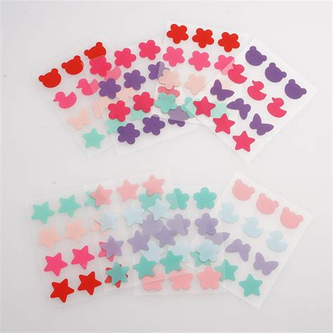 12pcs Mixed Color Acne Patch Pretty Pink Flower Star Bear Butterflies