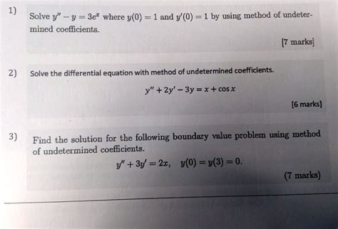 Solved Mined Coefficients Marks Solve The Differential