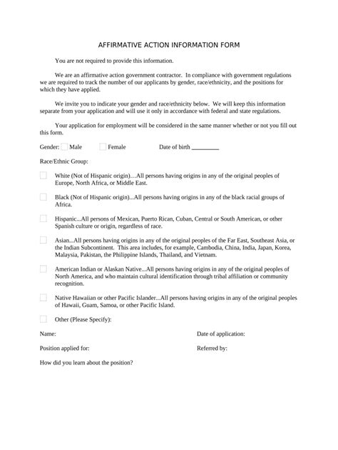 Affirmative Action Information Form Fill Out Sign Online Dochub