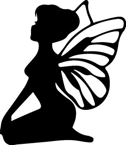 Pretty black-ink sitting fairy tattoo design - Tattooimages.biz