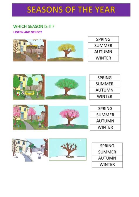 Four Seasons Worksheets Free Printable Seasons Of The Year