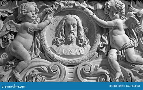 Antwerp Relief Of Jesus Head And Angels In St Pauls Church