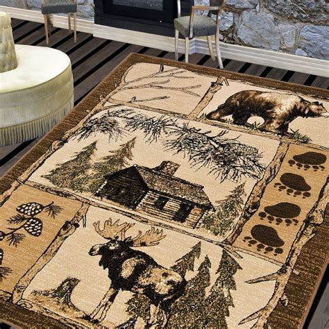 Lodge Cabin Area Rugs Runner Rustic Cabin Novelty Rugs For Living Room