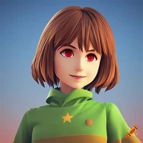 Digital Artwork Of Older Chara From Undertale In Kingdom Hearts Style