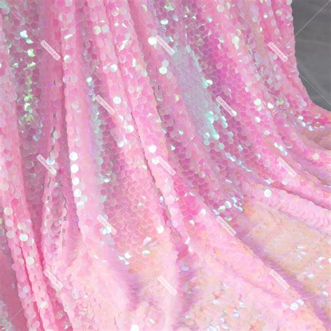 Beautiful Iridescent Pink 18mm Scale Sequin Fabric Oneyard