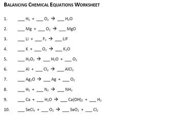 Balancing Chemical Equation Worksheets - Equations Worksheets