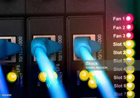 Close Up Network Switch And Ethernet Cables Stock Photo Download