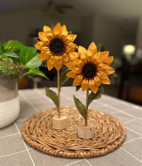 Rustic Farmhouse Sunflowers /Set Of 2 / Yellow Fabric Flowers | Etsy