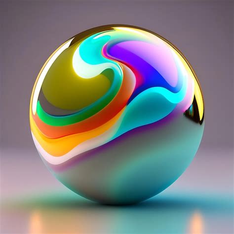 Premium Photo Abstract Pearlescent Glass Marble Ball With Shiny Iridescent Colors Glowing Orb