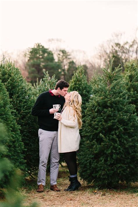 Christmas Tree Farm Engagement Session Glamour And Grace Romantic