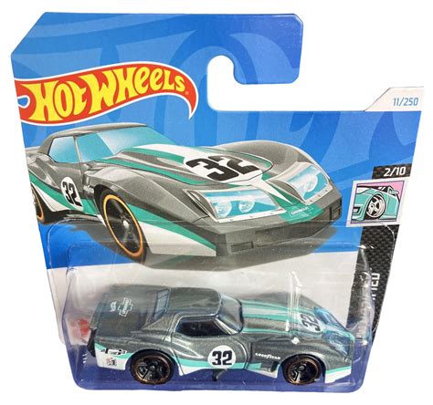 Hot Wheels 76 Greenwood Corvette HW Modified 2 10 HTD67 Short Card Good Year Grey