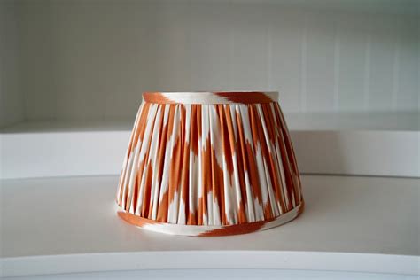 GATHERED IKAT LAMPSHADE Orange Handcrafted Pleated Lampshade Made of Silk Ikat Fabric Colorful ...