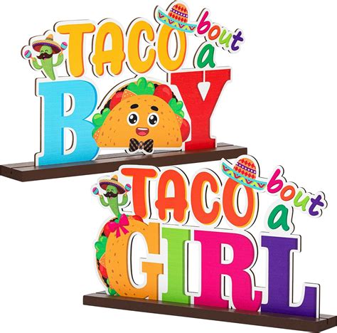 Haooryx 2pcs Taco Bout A Baby Gender Reveal Wooden