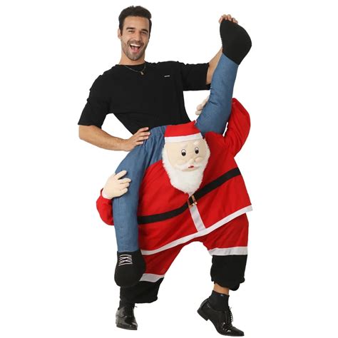 Funny Ride On Me Costume Santa Claus Christmas Costume For Adult Carry Back Carnival Novelty