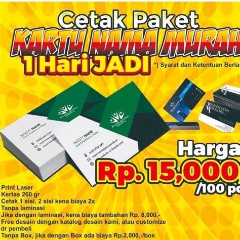 Jual Cetak Kartu Nama Free Box Kartu Nama 1 Pack Isi 100 Pcs Shopee