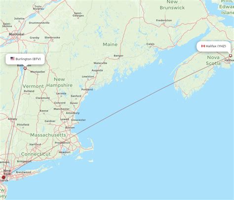 All Flight Routes From Halifax To Burlington Yhz To Btv Flight Routes