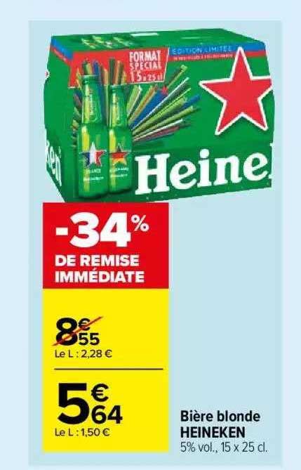 Promo Bi Re Blonde Heineken Chez Carrefour Market Icatalogue Fr