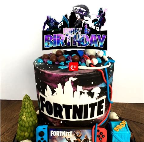 Happy Birthday Blue Purple Fortnite Dessert Decoration Cake Topper Ubicaciondepersonascdmx