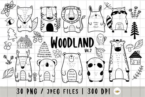 Woodland Animals Clipart Forest Animal Wild Cute Animal | Etsy UK