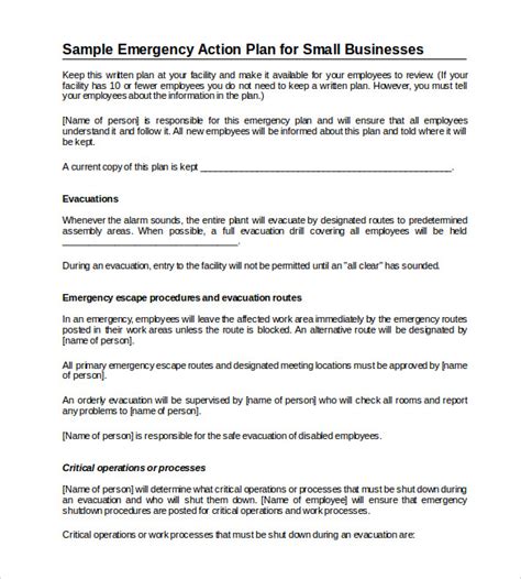 Free 11 Sample Emergency Action Plan Templates In Ms Word Pdf