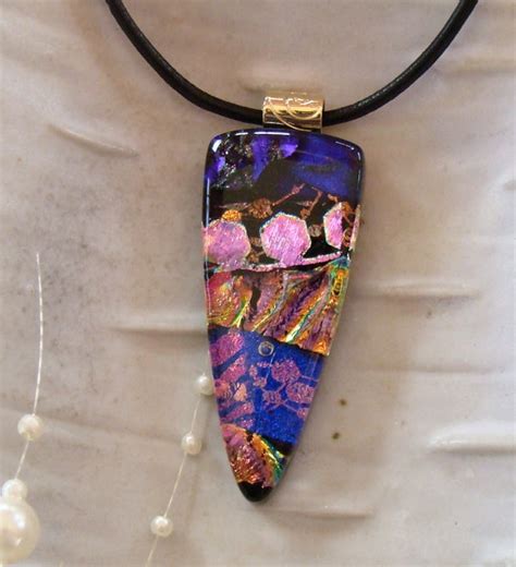 Fused Dichroic Glass Pendant Glass Jewelry Purple Pink Etsy Fused