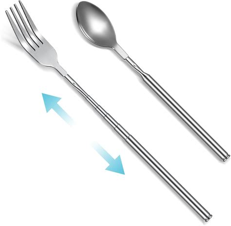 Amazon Geetery 2 Pcs Telescopic Spoon Fork Set Extendable Fork